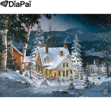 DIAPAI 100% taladro cuadrado/redondo completo 5D DIY pintura de diamante "Escena de nieve de la casa" bordado de diamantes punto de cruz decoración 3D A19304 2024 - compra barato