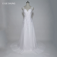 E JUE SHUNG Vintage Lace Appliques Backless Wedding Dresses A-line Cheap Beach Wedding Gowns robe de mariee trouwjurk 2024 - buy cheap