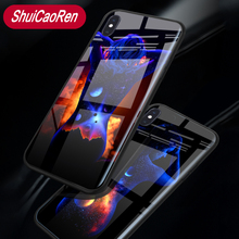 Caso de vidro luminoso para iphone 7 8 6s plus 5S se sexy menina brilhante volta capa para apple iphone 11 pro x xs max xr 2024 - compre barato