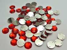 200 piezas Venta caliente 10mm coser en cuentas de diamantes de imitación rojo plano acrílico facetado redondo costura Rhinestone botón ropa decorativa 2024 - compra barato
