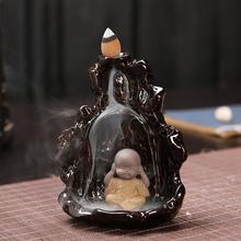 Small Buddha Incense Holder Little Monk Censer Backflow Incense Burner for Home Office Teahouse Bouddha Decoration + 10pcs Cones 2024 - buy cheap