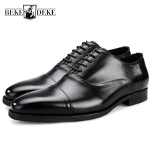 Alta qualidade de couro genuíno dos homens vestido sapatos preto marrom formal negócios masculino sapatos 2021 casamento britânico rendas até oxford calçado 2024 - compre barato