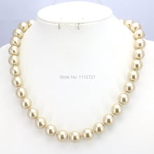 Hot Sale Christmas Gifts Women Girls 10mm Light Gold-Color Glass Round Pearl Beads Necklace Women Fashion Jewelry Making Design 2024 - buy cheap