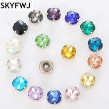 12mm All Colors Sew on Rhinestone Fat Square Shape Glass Stone In Hard Strong OPen Back  Metal Claw Setting Sew-on Crystals 2024 - buy cheap