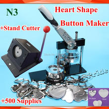 Профессиональная машина для изготовления кнопок для значков N3 в форме сердца 57x52 мм + резак + пресс-форма + 500 комплектов металлических булавок 2024 - купить недорого