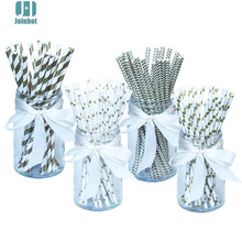 drop shipping 100pcs/lot golden  Paper Drinking Straws Drinking Tubes Party Supplies Decoration Baby shower 2024 - buy cheap
