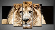 5 Painéis Africano Leão Sentado No Chão Olhando Pintura Imagem Impressão Sobre Tela Animal Fotos De Quadros De Parede Do Vintage 2024 - compre barato