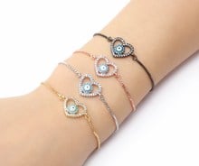 gold silver Chain micro pave cz Zircon Cubic Zirconia bracelet rope adjusted Macrame heart eye Bangle wn45 Fashion Jewelry 2024 - buy cheap