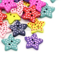 Madera botones de costura libro de recortes estrellas puntos mezclado para decoración artesanal 16mm x 15mm 100 Uds PD00201-10 2024 - compra barato