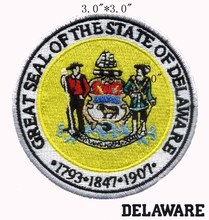 Delaware State Seal 3" diameter embroidery patch  for flower embroidery fabric/two people/phone number 2024 - buy cheap