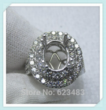 Кольца 8x10 мм, овальная огранка, твердое белое золото 14 к, натуральные бриллианты, полукрепление, свадебные кольца 2024 - купить недорого