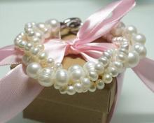 Genuine White Color Freshwater Pearl Bracelet 4-9mm Three Laps Dainty Bracelet Twist Pearl Jewelry 2024 - buy cheap