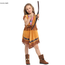 Girls Primitive Indian traditional Cosplays Kids Children Halloween Archer hunter costumes Carnival Purim Stage play party dress 2024 - buy cheap