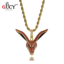 GUCY New Fox Pendant Necklace Iced Out Micro Pave Cubic Zirconia Stones Hip Hop Pendants & Necklaces for Men Women 2024 - buy cheap