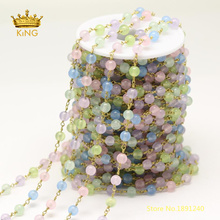 5meters Wholesale Light Colourful Jades,6mm Malaysia Stone Smooth Round Loose Beads Charms Chains DIY Bracelet Jewelry ZJ208-9 2024 - buy cheap