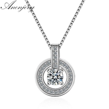 ANENJERY 925 Sterling Silver Necklace Mosaic CZ Zirconia Pendant Necklace For Women Gift Chain choker collares S-N172 2024 - buy cheap