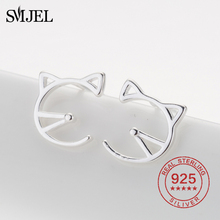 Brincos de prata esterlina para mulheres smjel 925, brincos adoráveis de gato, estilo coreano, joias para meninas, piercing de brinco 2024 - compre barato