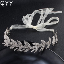 Fashion Silver Color Crystal Wedding Headbands Women Hair Jewelry Accessories Leaves Headpieces Bridal Hairbands 2024 - buy cheap