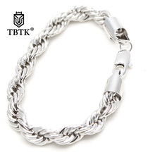 Pulsera TBTK de cadena de cuerda sólida clásica para hombre, pulsera de cadena trenzada de 10mm de ancho, brazalete de Hip Hop para mujer de oficina 2024 - compra barato