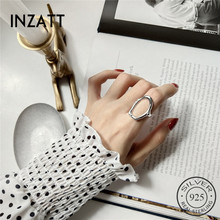 Inzatt puro 925 prata esterlina minimalista oco redondo aberto anel para festa feminina moda jóias acessórios 2024 - compre barato
