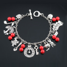 dongsheng Fashion Design Link Chain Alice in Wonder Bracelets Rabbit Mushroom Bell Pendants Crystal Beads Bracelets Bangles  2024 - buy cheap