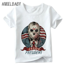 Children Jason For President Print T shirt Boys and Girls Summer Casual Tops Kid Soft White T-shirt,ooo2077 2024 - buy cheap