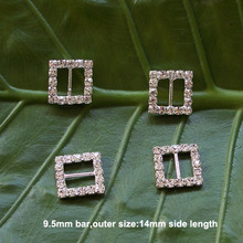 (L0003-9.5mm) Free Shipping Wholesale 50pcs/lot 9.5mm inner bar Square Crystal Buckle,great quality 2024 - buy cheap