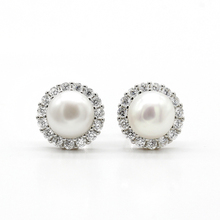 Pearl Stud Earrings 925 Sterling Silver Freshwater Pearl Earrings Clear Zircon Jewelry for Women Girls Valentine's Day Gift 2024 - buy cheap