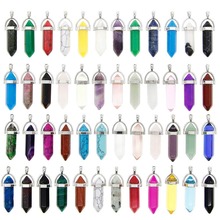Bullet Shape Healing Pointed Chakra Beads Quartz Crystal Stone Pendants for DIY Necklace Jewelry Making 2024 - buy cheap
