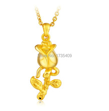 Hot sale 999 24k Yellow Gold Pendant 3D Rose Pendant 2.39g 2024 - buy cheap