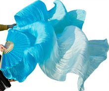Véu de dança do ventre de seda 2016 alta qualidade, véu de seda real 100% cores azul e esquerda + direita, turquesa salgada quente 2024 - compre barato
