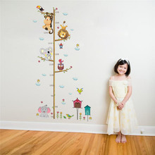 Pegatinas de pared personalizadas para habitación de niños, calcomanías con gráfico de crecimiento de animales, bosque, mono, elefante, altura, póster de pvc 2024 - compra barato
