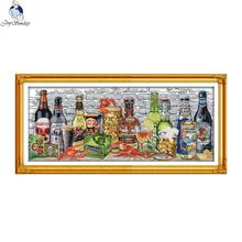 Joy sunday the Wine 2 Canvas DMC 11ct 14ct Counted Chinese Cross Stitch Kits printed Cross-Stitch for Embroidery 2024 - buy cheap