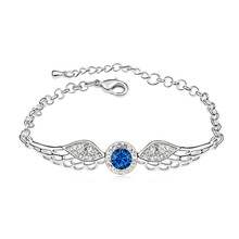 Blue Austrian Crystal Bangles Bracelets Wing of Angel Design Women Lady Statement Jewelry " You Are My Angel " Bracelets Pulsera 2024 - buy cheap