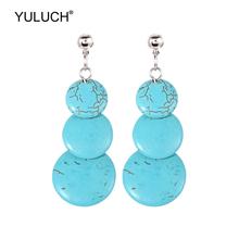 YULUCH-pendientes largos de resina para mujer, aretes de estilo étnico, africano, bohemio, Azul, de verano 2024 - compra barato