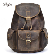 Mochila Vintage Crazy horse para hombre y mujer, bolso escolar de cuero genuino para adolescentes, mochila de viaje de gran capacidad, mochila de día 2024 - compra barato