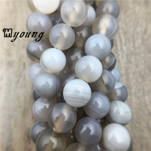 Smooth Round Grey Lace Banded Agates Beads,Stripped Agates Beads Natural Stone Drilled Beads MY1522 2024 - buy cheap