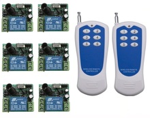 Frete grátis Sem Fio RF sistema de controle remoto 20-200 M 2 pcs (controlador) transmissor + 6 receptor (switch) de 12 V 10A 315 MHZ-433 MHZ
