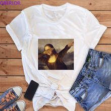 Mona Lisa Dab Cartoon Funny Fashion Print T-shirt Spoof Personality Fashion Harajuku Summer Casual Loose Women's Clothing 2024 - buy cheap