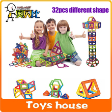 32PCS with FREE GIFT Magnetic building block 10PCS Triangle 16PCS Square 3D Building Blocks Kids Toys Educational magnetic block 2024 - buy cheap