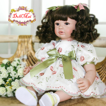 60cm Bebes reborn princess toddler Silicone reborn baby dolls for children gift lovely dress curlyhair handmade kids gift doll 2024 - buy cheap