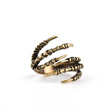 Готическое мужское кольцо, Винтажное кольцо с когтями орла, регулируемое кольцо золотого цвета, античное кольцо для мужчин и женщин, ювелирные изделия anillo hombre 2024 - купить недорого