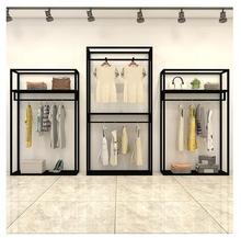 Clothing store display rack double hanger men's and women's clothing store shelf iron art display rack midisland shelving. 2024 - buy cheap