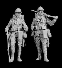 Unassambled 1/35 hombre francés equipado de pie (2 figuras) figura de resina kits de modelos en miniatura sin pintar 2024 - compra barato