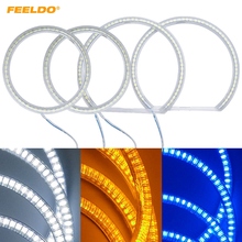 FEELDO 4 шт./компл. Автомобильные светодиодные галогенные кольца ангельские глазки DRL головная лампа для BMW E90 2024 - купить недорого