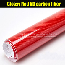 Car Styling Glossy Red 5D Carbon Fiber Vinyl film Car Wrap 2024 - buy cheap