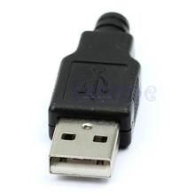 Для 10 шт. Штекерный USB 4-контактный разъем с черным пластиковым покрытием 2024 - купить недорого