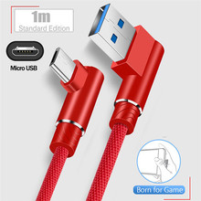 Cabo usb para recarga, cabo para rápido carregamento, 90 graus, para android, samsung, huawei, xiaomi 2024 - compre barato