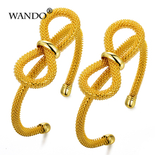 WANDO-pulsera con lazo de Color dorado para mujer, brazalete abierto Ajustable, joyería de moda, brazalete, regalo gril, Dubai, África, etíope, 2 uds., wb117 2024 - compra barato