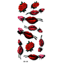 Tatuagem temporária 3d com rosa vermelha, adesivos artísticos corporal à prova d'água, tatuagem de henna xha, produtos sensuais 2024 - compre barato